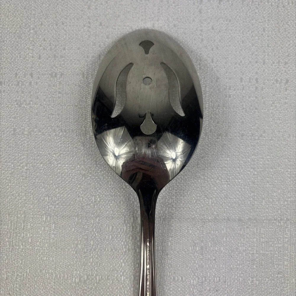 Sears Roebuck Provincial Rose Pierced Slotted Serving Spoon 8‎ 3/8